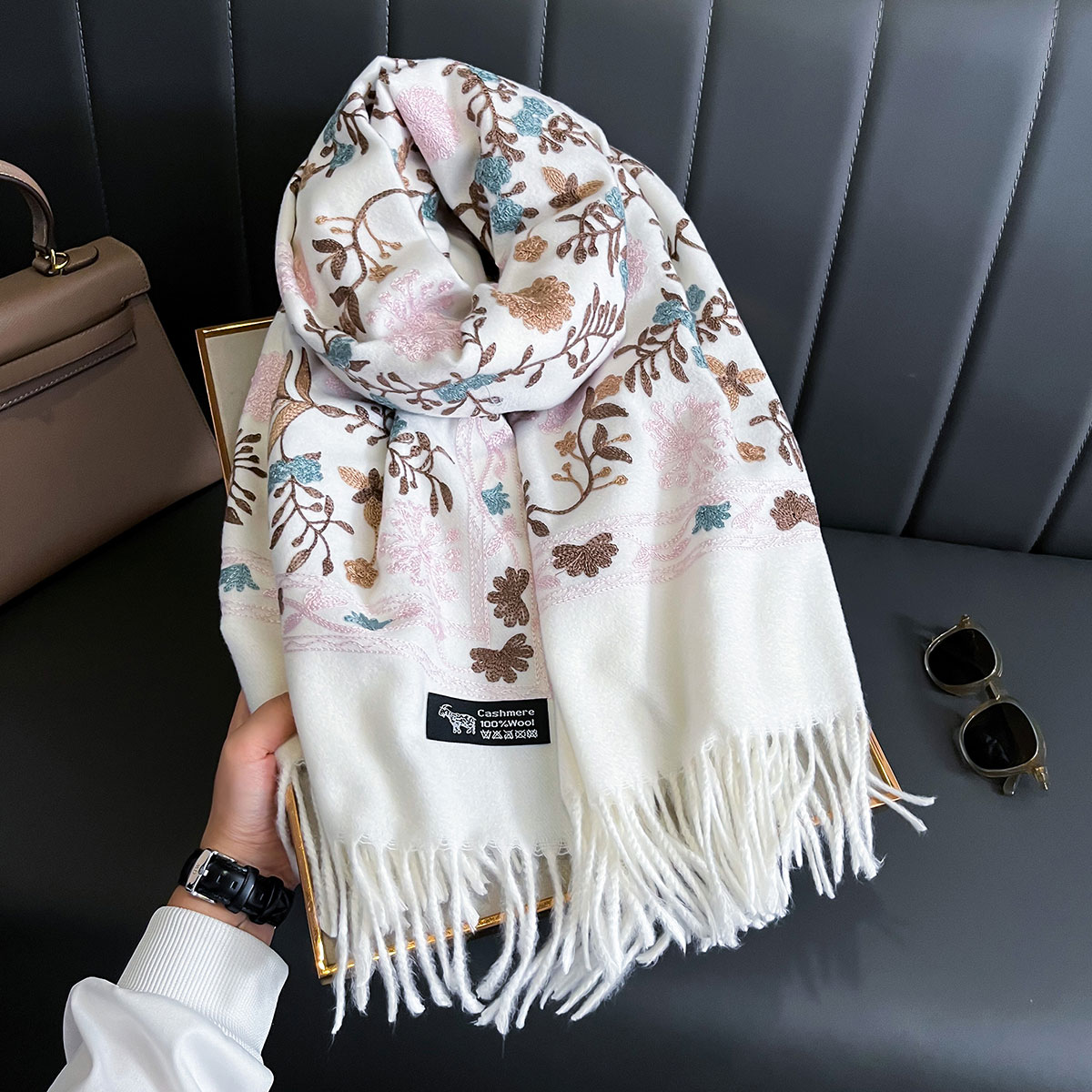 Embroidery Shawl - Novo inverno quente cachecol de caxemira