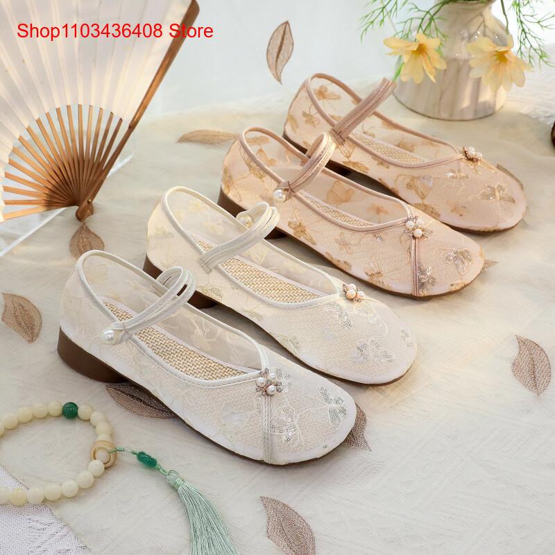 Embroidery Shoes - Novos Sapatos de Malha com Salto