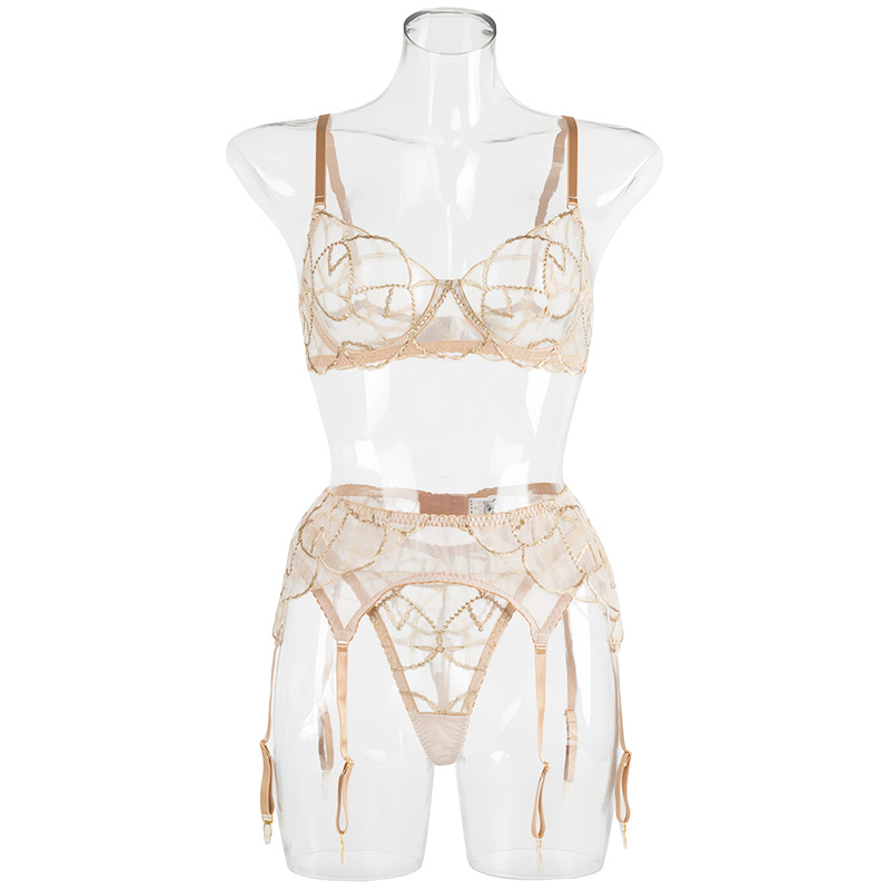 Embroidery Underwear - Conjunto de Lingerie Sexy Feminina, Roupa