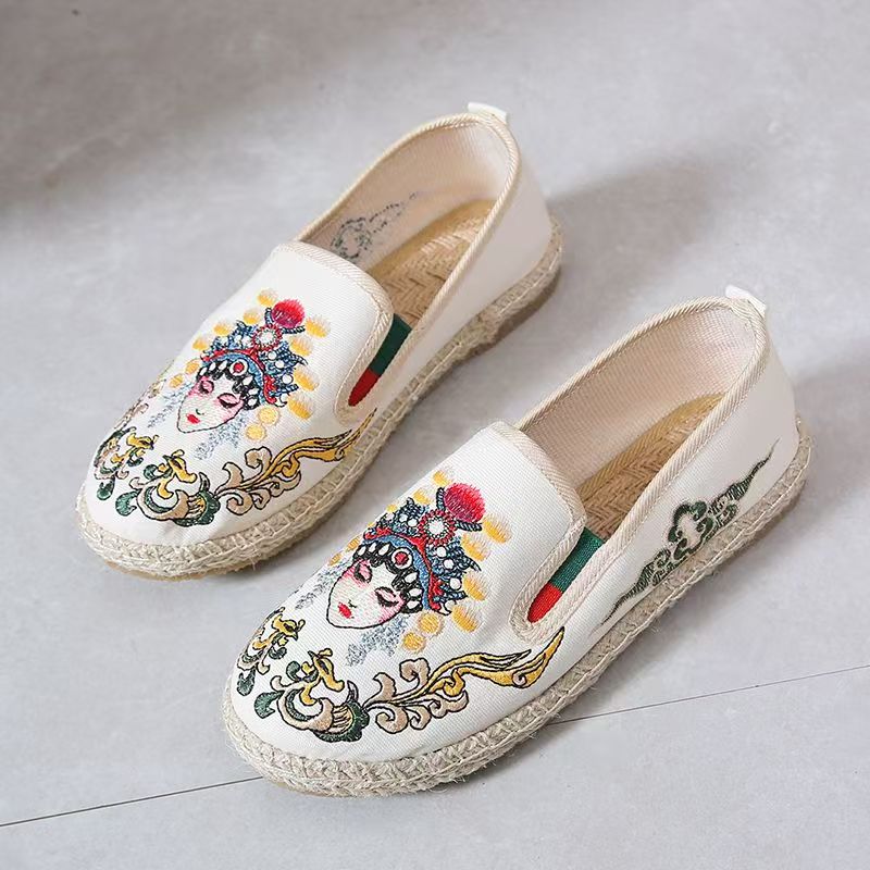 Embroidery Style - Sapatos femininos de tecido bordado com