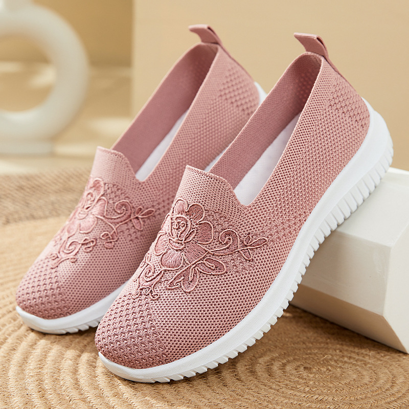 Embroidery Underlay - Sapatos femininos de malha com bordado