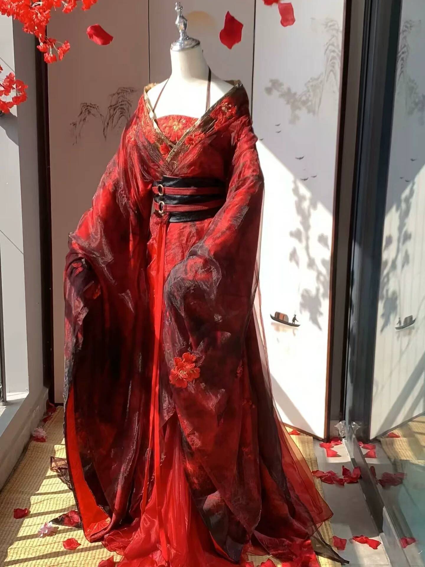 Embroidery Style - Novo Hanfu Vermelho Datura Feminino, Estilo