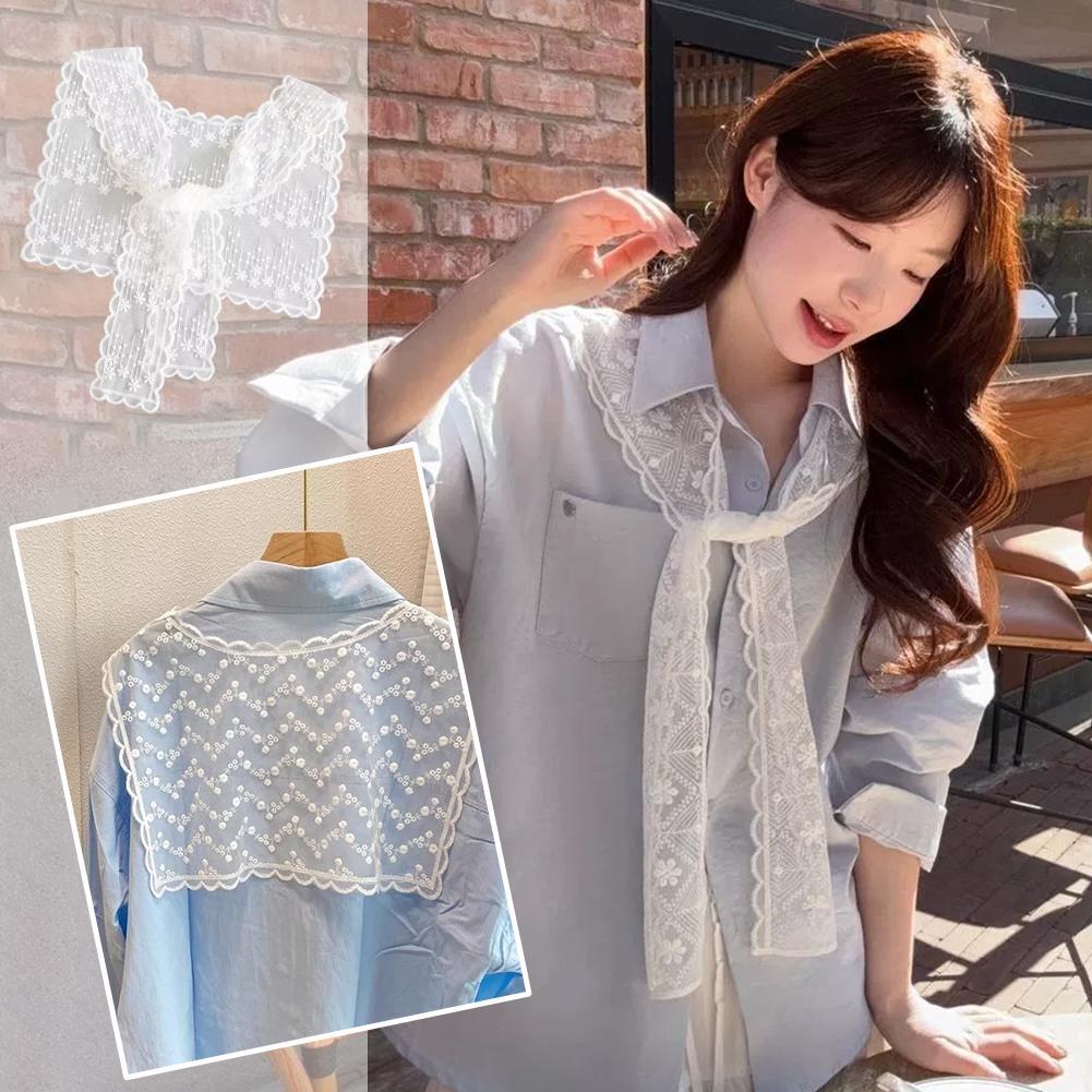 Embroidery Shawl - Lenço de Renda Francesa para Mulheres,