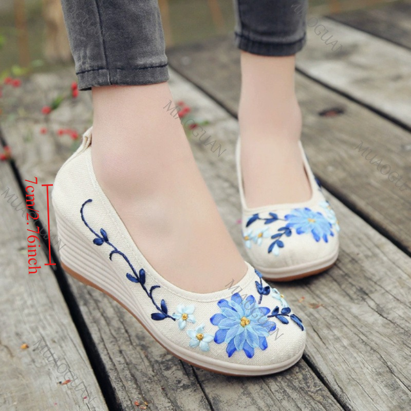 Embroidery Shoes - Sapatos Femininos Confortáveis com Plataforma e