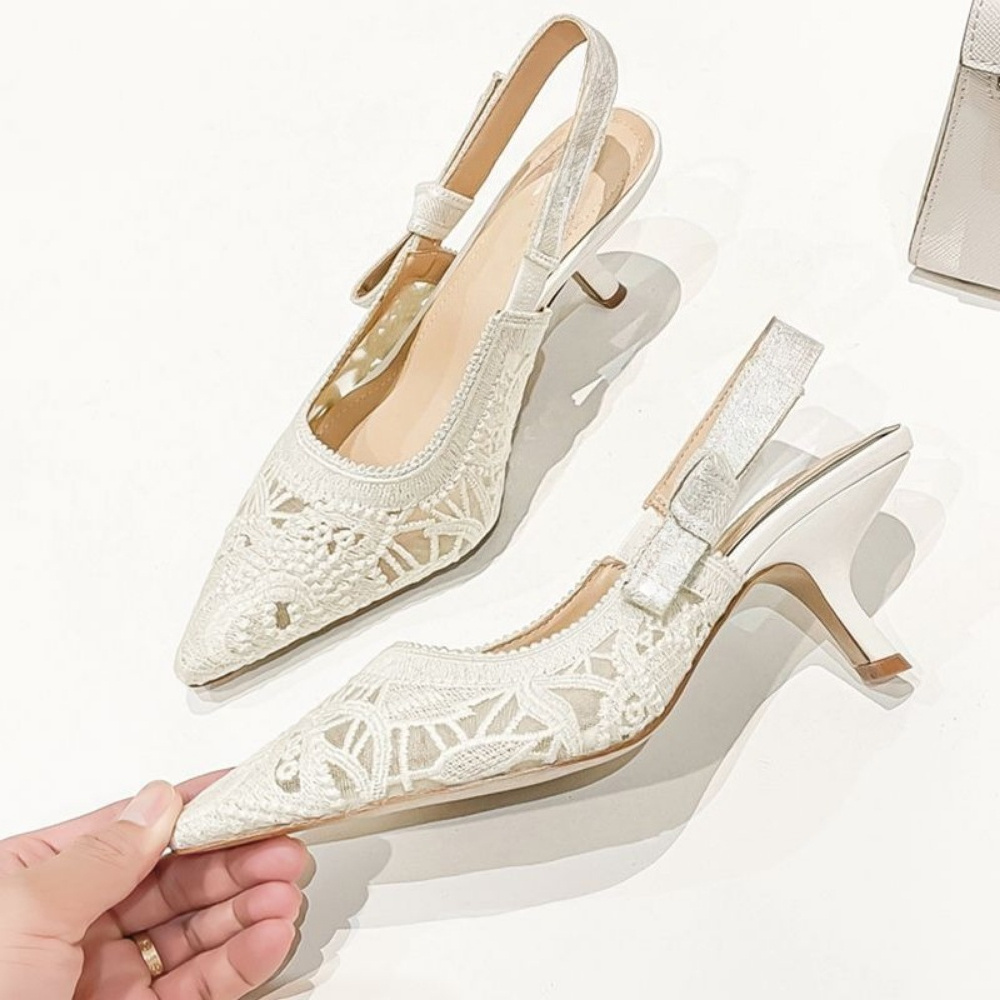 Embroidery Shoes - Sandálias de Salto Alto em Couro