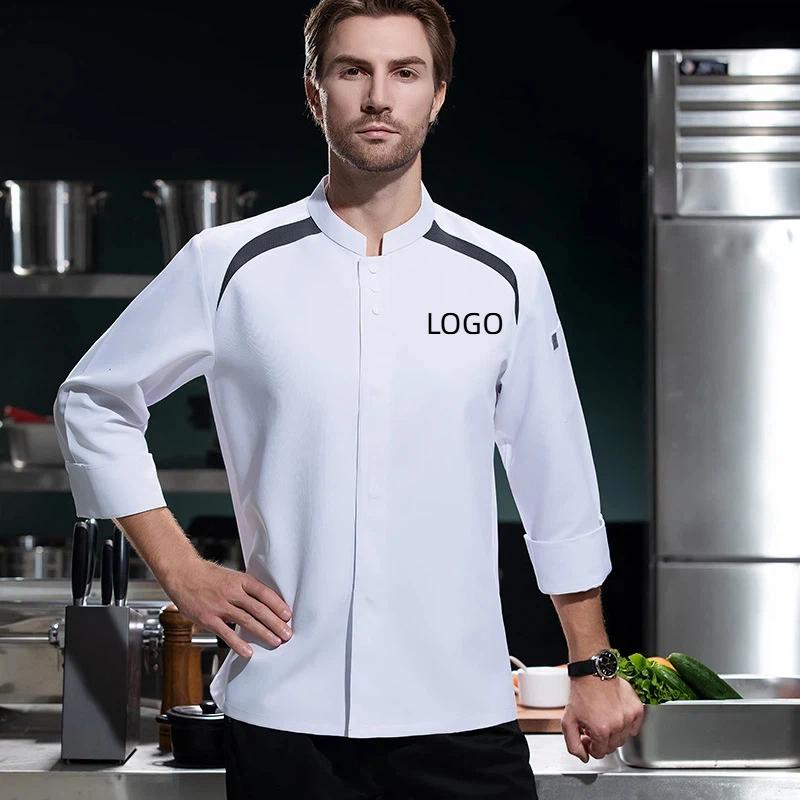 Embroidery Kitchen - Respirável mangas compridas uniforme de chef