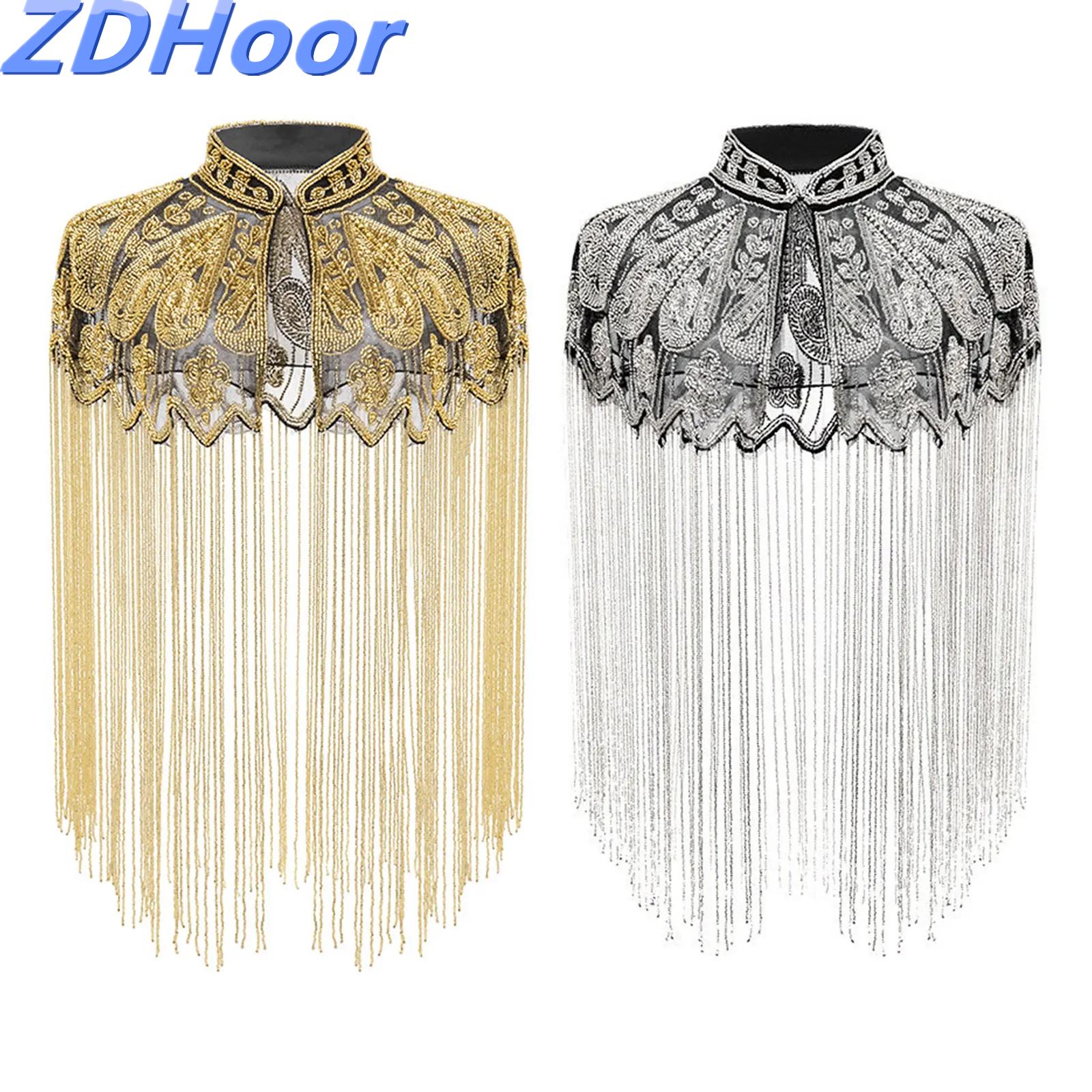 Embroidery Shawl - Lantejoulas frisadas capa de noite feminina