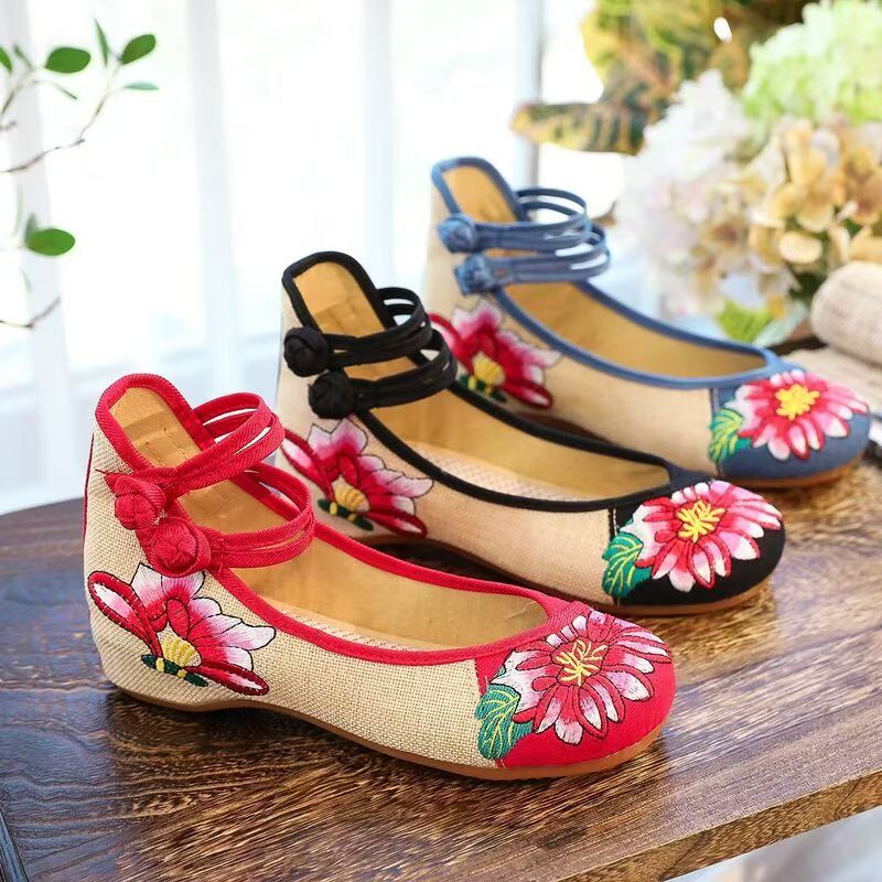 Embroidery Skirt - Sapatos Femininos de Tecido Bordados com