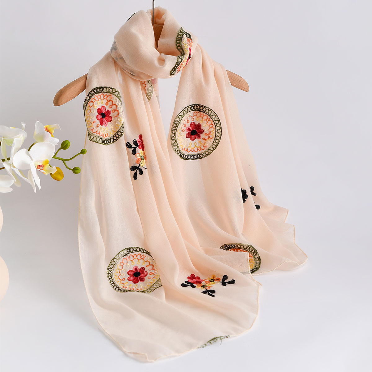 Verão novo leve respirável alg - Embroidery Shawl avaliação e preço