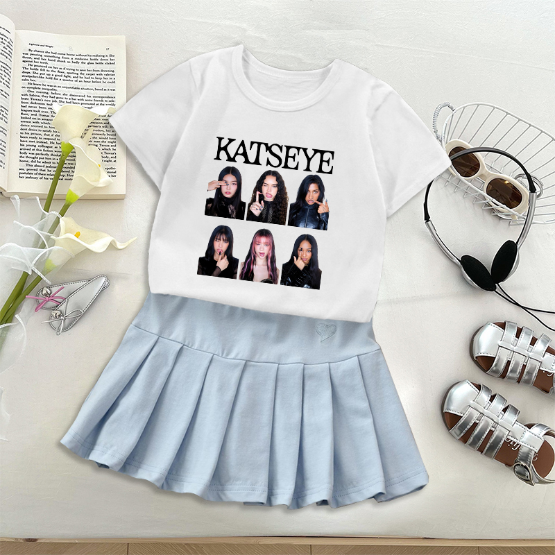 Moda k pop K-KATSEYE camiseta  - Embroidery Skirt avaliação e preço