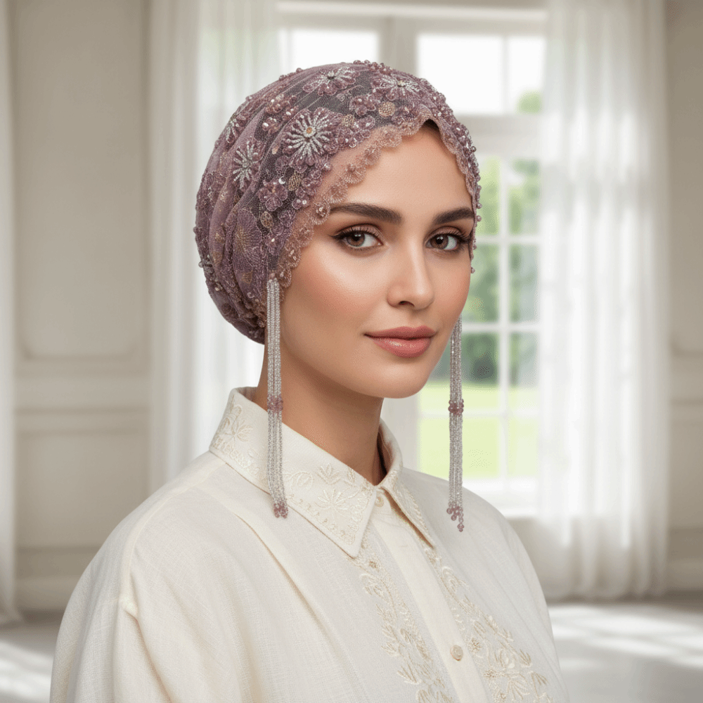 Turbante com Contas Brilhantes - Embroidery Cap avaliação e preço