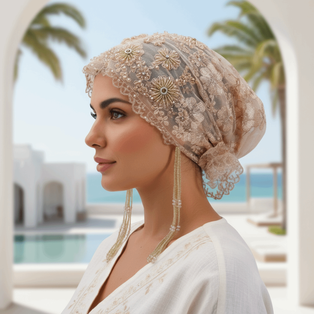 Turbante com Contas Brilhantes - Embroidery Cap avaliação e preço