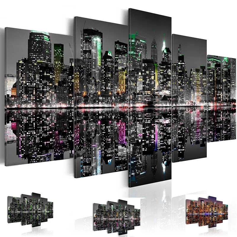 Cidade noite cenário diy pintu - Embroidery York avaliação e preço