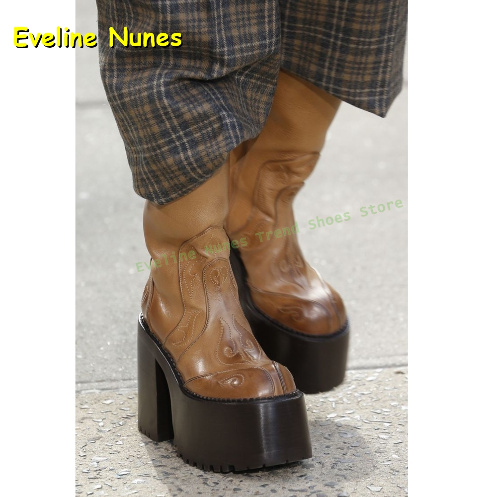 Plataforma bordada joelho bota - Embroidery Style avaliação e preço