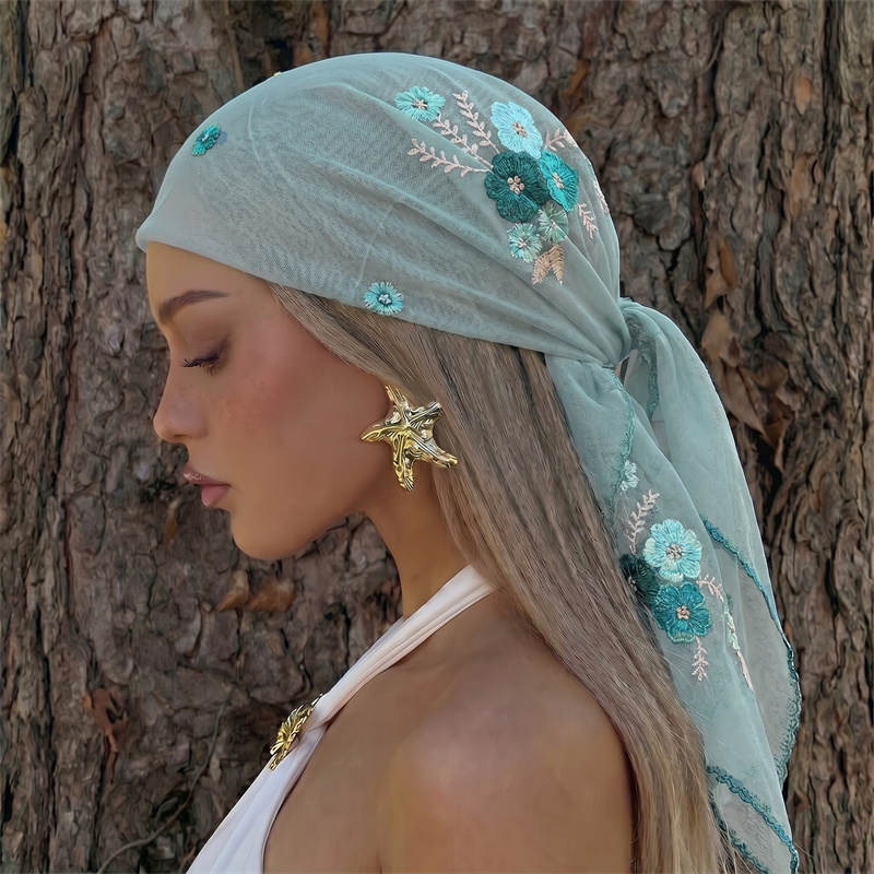 Lenço de Luxo em Tule Transpar - Embroidery Shawl avaliação e preço