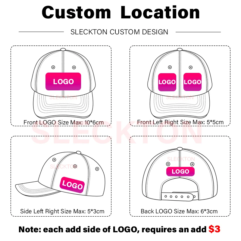 SLECKTON-Unisex Custom Logo Ba - Embroidery Design Logo avaliação e preço