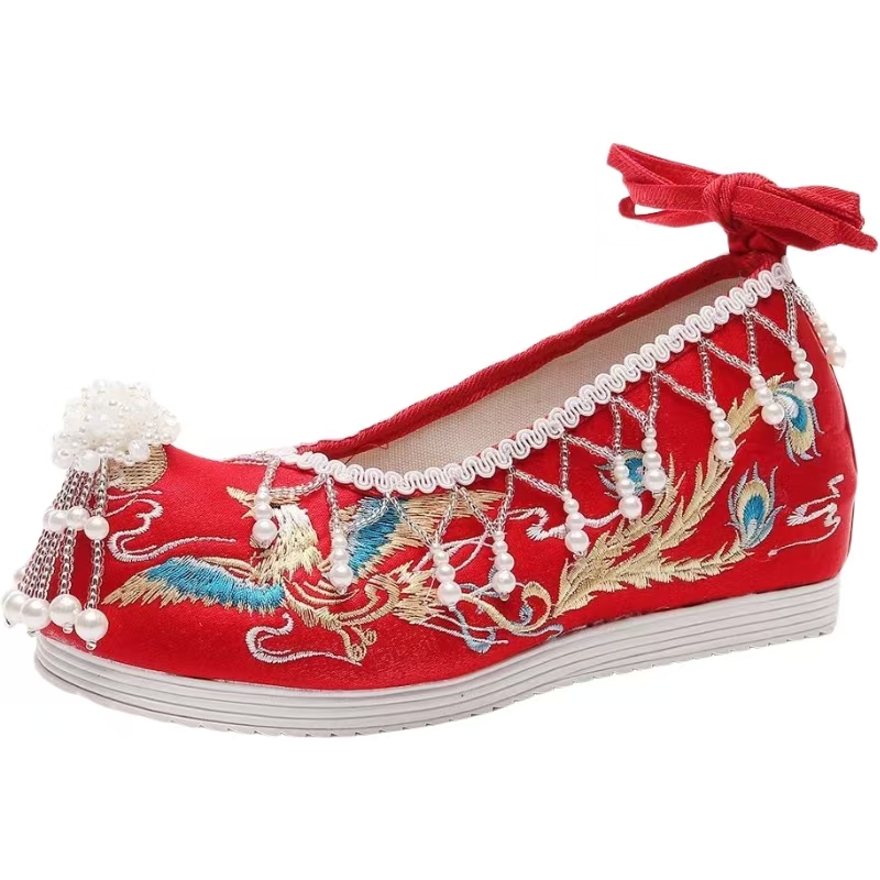 Mulheres novo vermelho bordado - Embroidery Shoes avaliação e preço