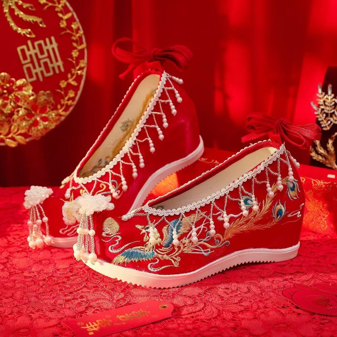 Mulheres novo vermelho bordado - Embroidery Shoes avaliação e preço
