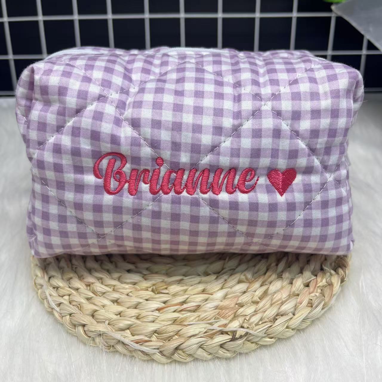 Bolsa cosmética listrada de gr - Embroidery Logo avaliação e preço